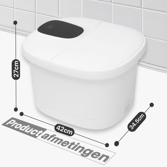 Niceey Massage Voetenbad XXL – Elektrisch Voetbad met massage – 10 Massage Rollers – Tot 48°C - Infrarood Voetmassage - 12L - Wit