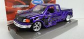 Ford F-150 Flareside Supercab Pick Up 1999 Paars met Vlammen 1:24 Welly Hotrider