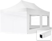 3x6m tente de réception facile à monter tente pliante 4 parois latérales (avec fenêtres panoramiques) pavillon PES300 cadre en acier blanc