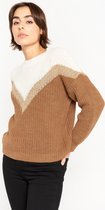 LOLALIZA Color block trui - Camel - Maat XL