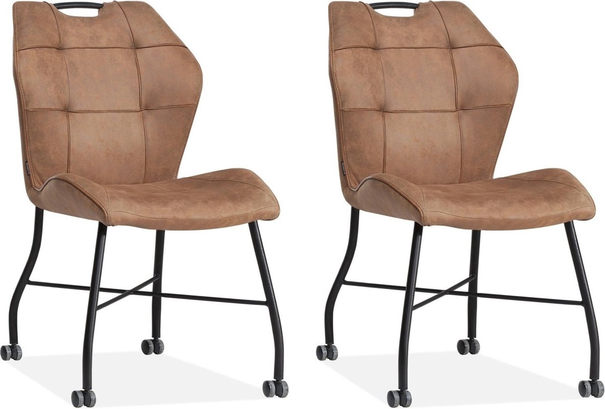 Eetkamerstoel Lee - Cognac (set van 2 stuks)