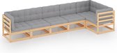 Decoways - 6-delige Loungeset met kussens massief grenenhout