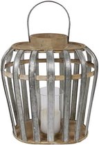 Oneiro’s Luxe lantaarn JUG Zilver/Bruin – ø 32x22x35 cm – metaal - kaarsenhouder – waxinelicht houder - windlicht - decoratie - naturel – tuindecoratie – relief