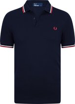 Fred Perry - Polo Navy White Red - Slim-fit - Heren Poloshirt Maat L