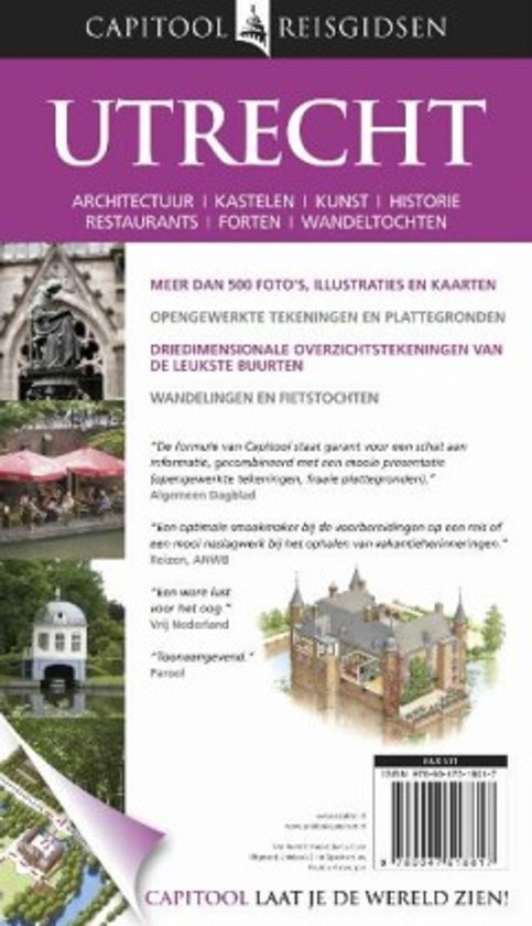 Reisgids Capitool Utrecht met kaarten, illustraties en foto's van architectuur, kastelen en de stad.