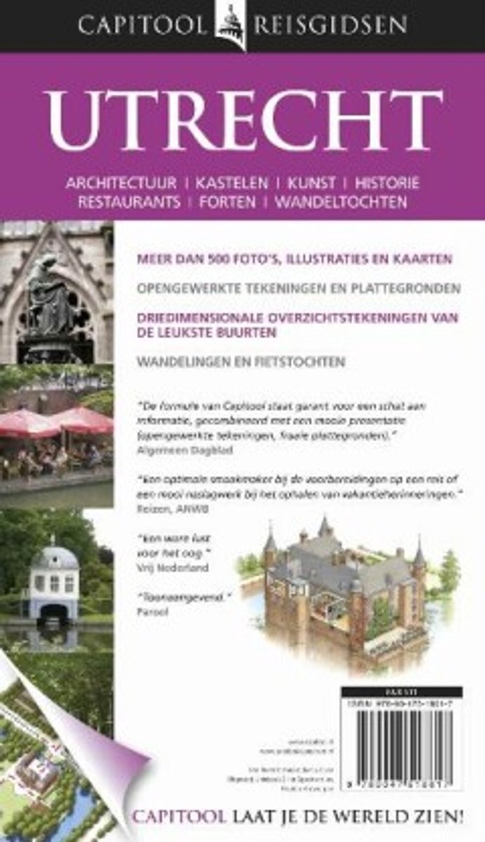Reisgids Capitool Utrecht met kaarten, illustraties en foto's van architectuur, kastelen en de stad.
