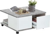 Decoways - FMD Salontafel verplaatsbaar 70x70x35,5 cm grijskleurig glanzend wit