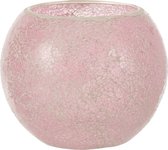 Theelichthouder | glas | roze | 20.5x20.5x (h)17 cm