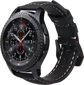 Leren Bandje Voor de Samsung Gear S3 / Galaxy watch 46mm SM-R800 - Leren Armband / Polsband / Strap Band / Zwart