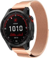 Milanees Smartwatch bandje - Geschikt voor  Garmin Fenix 7 Milanese band - rosé goud - Strap-it Horlogeband / Polsband / Armband