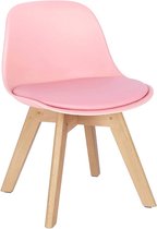 furnibella -Kinderstoel met houten poten en rugleuning zithoogte 33 cm voor kinderkamer roze