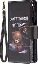 Samsung Galaxy A03s - Portemonnee met rits - book-case hoesje - ruimte voor 9 pasjes - cool beertje