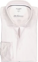 OLYMP Luxor 24/Seven modern fit overhemd - wit tricot - Strijkvriendelijk - Boordmaat: 40