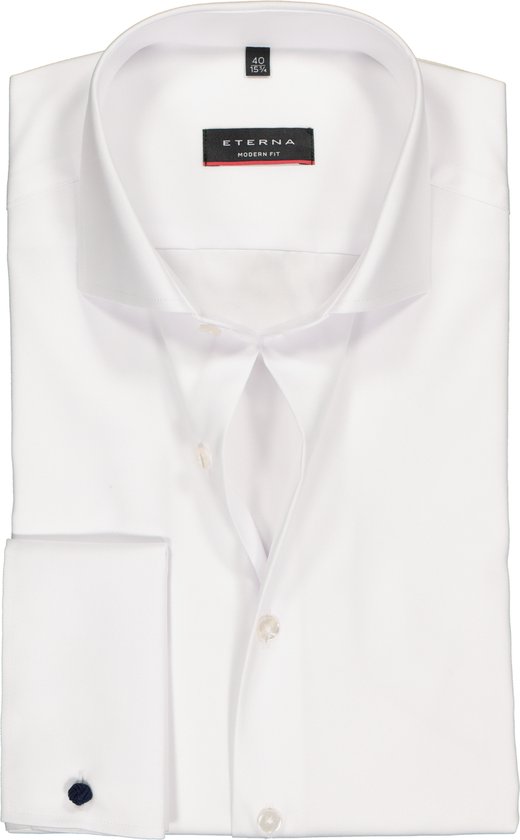 ETERNA modern fit overhemd - dubbele manchet - niet doorschijnend twill heren overhemd - wit - Strijkvrij - Boordmaat: 45
