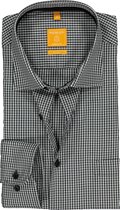 Redmond modern fit overhemd - zwart-wit geruit (contrast) - Strijkvriendelijk - Boordmaat: 39/40