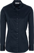 ETERNA dames blouse slim fit, stretch satijnbinding, marine blauw -  Maat: 40