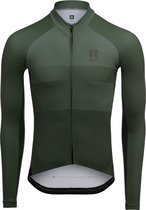 KALAS Passion Z1 Fietsshirt Lange Mouw Heren Khaki Groen Maat 5/XL + Gratis Nekkraag Rood