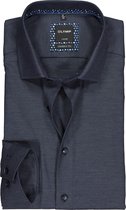 OLYMP Luxor modern fit overhemd - mouwlengte 7 - marine blauw 2-ply twill - Strijkvrij - Boordmaat: 42