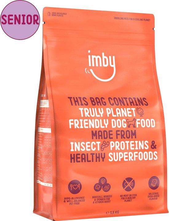 Imby Hondenvoer Senior 5kg - o.b.v. insecten - Hypoallergeen en CO2-neutraal – Ovengebakken brokjes