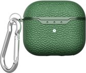 Case Cover geschikt voor geschikt voor Apple Airpods 3 - Lichi Silicoon - Groen - Zilvere Musketon Haakje | Watchbands-shop.nl