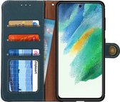 Samsung Galaxy S21 FE Hoesje RFID Portemonnee Bookcase Echt Leer Groen