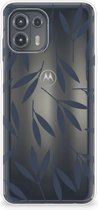 Smartphone hoesje Motorola Edge 20 Lite Back Case Siliconen Hoesje met Foto Leaves Blue