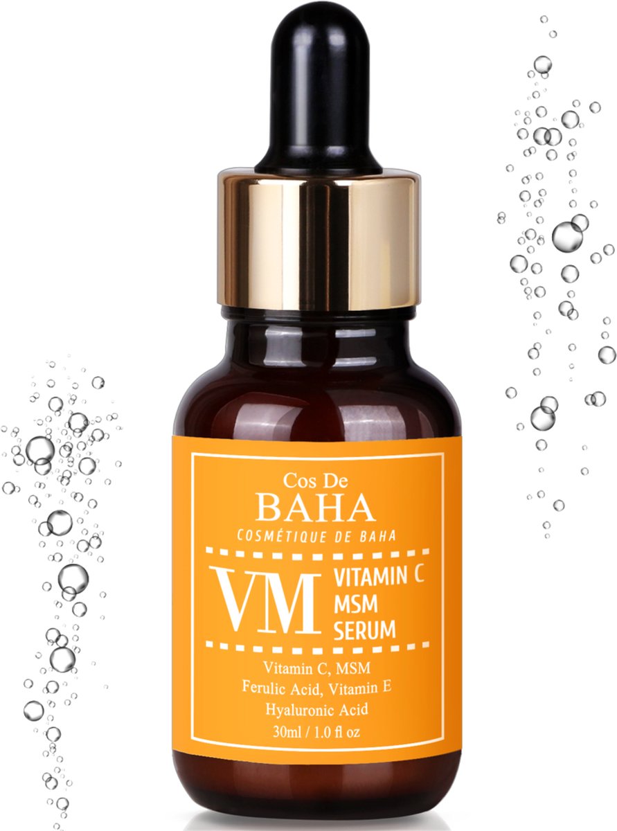 Cos de BAHA Vitamin C Facial Serum with MSM - 30ml - VM Serum Fades with Hyaluronic Acid & Vitamin E - Age Spots, Smoothing Fine Lines + Dark Spots, Pore Refining - Vitamine C Gezichtsverzorging - Ordinary Routine - Korean K Beauty Skincare Rituals