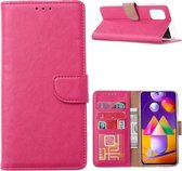 LuxeBass Hoesje geschikt voor Samsung Galaxy A02S - Bookcase Roze - portemonnee hoesje - telefoonhoes - gsm hoes - telefoonhoesjes