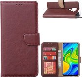 LuxeBass Hoesje geschikt voor Xiaomi Redmi Note 9 - Bookcase Wijnrood - portemonnee hoesje - telefoonhoes - gsm hoes - telefoonhoesjes