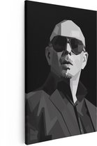 Artaza Canvas Schilderij Rapper Pitbull in Geometrie - 40x60 - Poster Foto op Canvas - Canvas Print