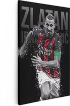 Artaza Canvas Schilderij Zlatan Ibrahimovic bij AC Milan - 40x60 - Poster Foto op Canvas - Canvas Print