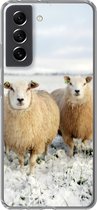 Geschikt voor Samsung Galaxy S21 FE hoesje - Groep nieuwsgierige schapen - Siliconen Telefoonhoesje