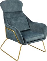 Ontspan fauteuil gemaakt van blauw fluwelen velours