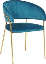 Fluwelen stoel met gewatteerde rug turquoise