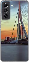 Geschikt voor Samsung Galaxy S21 FE hoesje - Rotterdam - Erasmus - Zonsondergang - Siliconen Telefoonhoesje