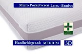 Aloe Vera - Medical Matras 3D - Matras Micropocket 500 Latex Bamboo 7 zone met handvaten 23 CM - Gemiddeld ligcomfort - 70x200/23