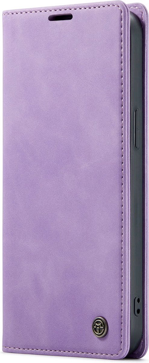 iPhone 13 Pro Max Bookcase hoesje - CaseMe - Effen Lila - Kunstleer
