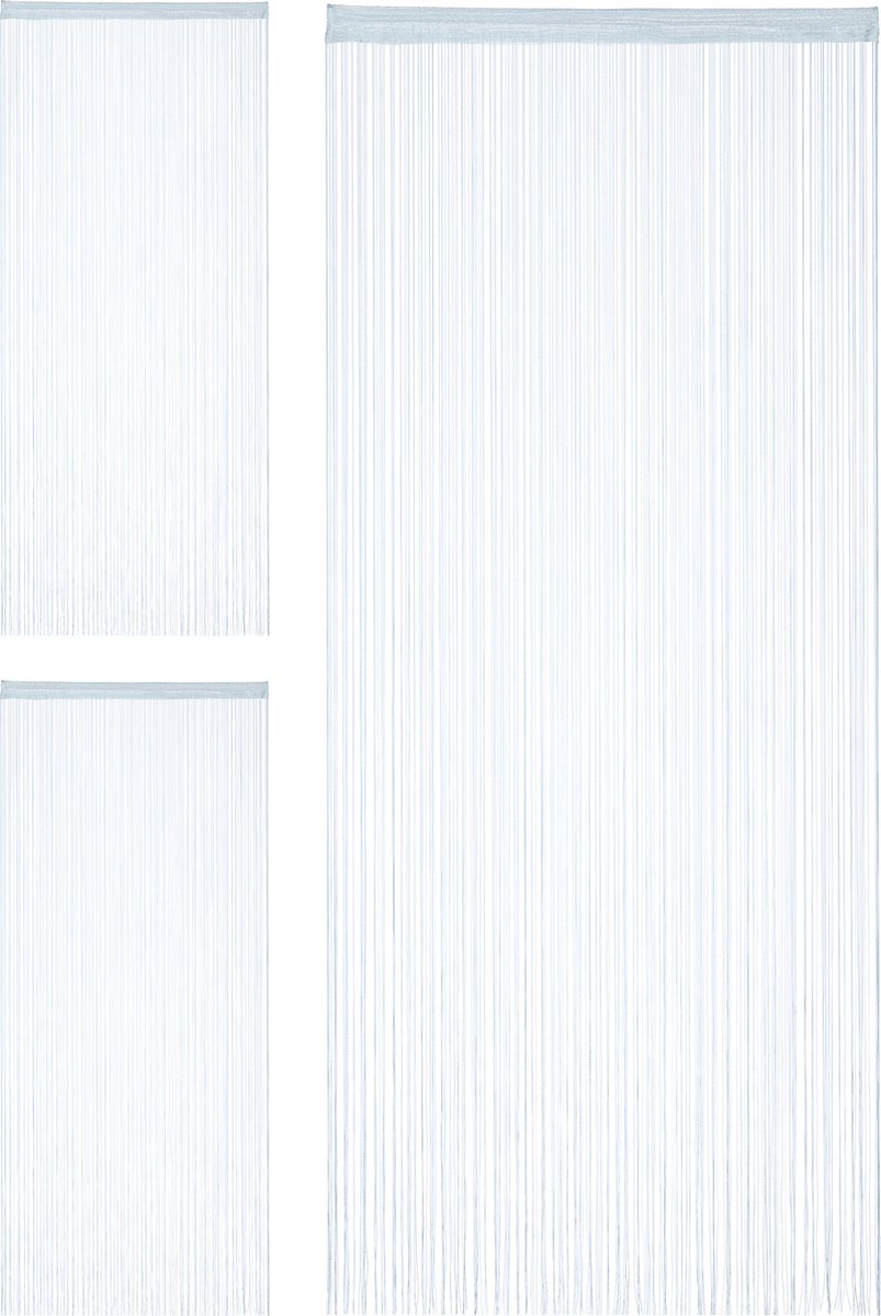 Relaxdays 3x draadgordijn zilver - draadjesgordijn - deurgordijn - slierten 90x245 cm