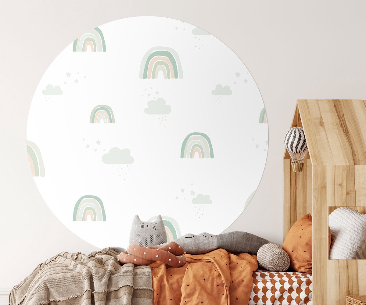Behangcirkel 150cm Studio Wallz - Rainbow Minty Mint large