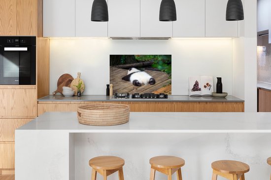 Spatscherm keuken 100x65 cm - Kookplaat achterwand Dier - Panda - Slapen - Muurbeschermer - Spatwand fornuis - Hoogwaardig aluminium