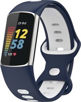 Charge 5 dubbel sport band - donkerblauw wit - Geschikt voor Fitbit