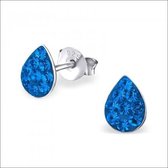 Aramat jewels ® - 925 sterling zilveren oorbellen druppel kristal blauw