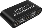 DrPhone AM2 HDMI KVM Switch Box 2-poorts 4K@60Hz - HDMI 2.0b - HDCP 2.2 - HDR10 / 3D - 3x USB 2.0 - 2 Pc’s delen met slechts één set muis en toetsenbord & één HD-monitor
