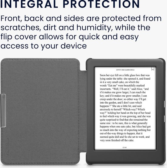 kwmobile e-reader hoesje geschikt voor Kobo Glo HD / Touch 2.0 hoes - Ereader flip case met standaard - Kunstleren e reader cover - Magnolia design in grijs van Merkloos — afbeelding 5