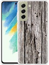 Hoesje Geschikt voor Samsung Galaxy S21 FE Oud hout