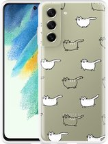 Hoesje Geschikt voor Samsung Galaxy S21 FE Love my Cat
