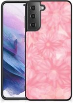 Silicone Back Case Geschikt voor Samsung Galaxy S21 Plus Telefoon Hoesje met Zwarte rand Lente Bloemen