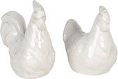 Peper en zout Stel Set van 2 Kip en Haan 8*4*9 cm Wit Keramiek Zout en Peper Strooiset