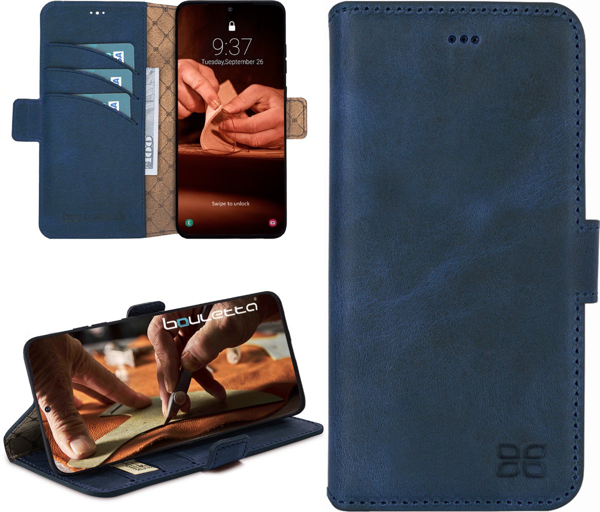 Bouletta geschikt voor Samsung Galaxy S20 leder BookCase hoesje - Antic Blue