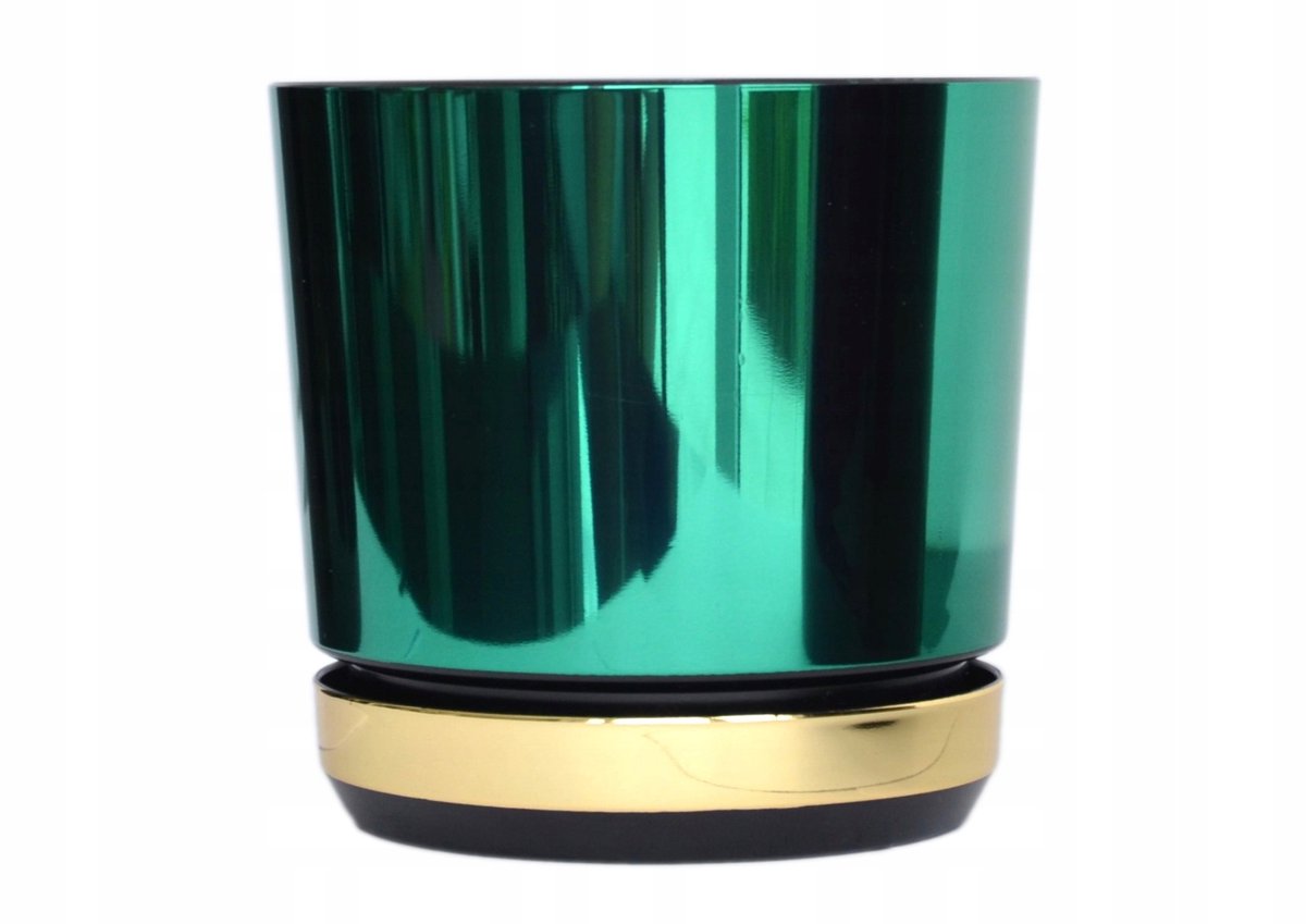 Groene Glamour Pot met Gouden Schotel - 26 cm